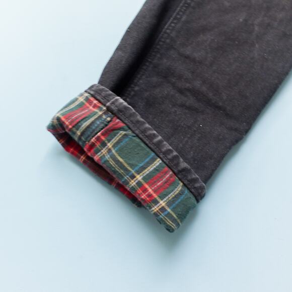 Land's End Vintage Washed Black Flannel Lined Straight Leg Jeans Size 12 Cotton - Picture 2 of 9